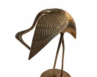 Vintage Brass Crane Figurine