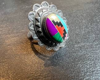 Native American Style Multi-Stone Inlay Ring