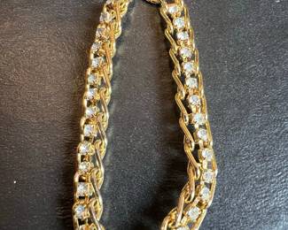 Vintage Costume Rhinestone Link Bracelet