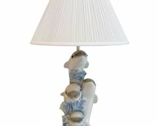 Vintage Ceramic Dolphin Table Lamp