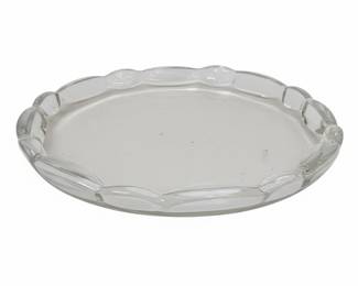 Vintage Clear Glass Scalloped Edge Serving Tray