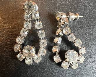 Vintage Rhinestone Teardrop Earrings