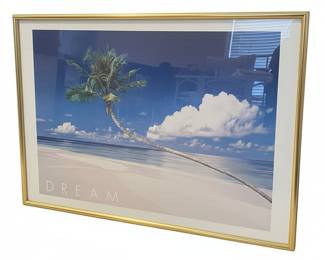 Vintage 'DREAM' Tropical Palm Tree Framed Print