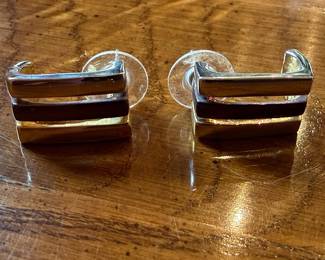 Tri-Tone Metal Hoop Earrings