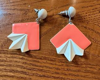 Vintage Art Deco Revival Geometric Enamel Earrings