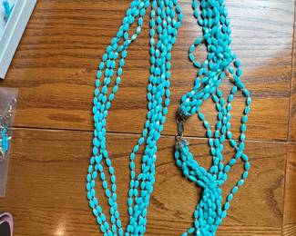 Vintage Multi-Strand Turquoise-Colored Bead Necklace