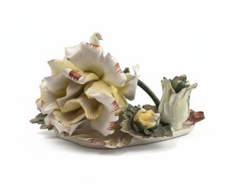 Italian Majolica Floral Figural Centerpiece