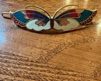 Vintage Cloisonné Butterfly Hair Clip