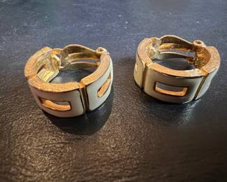 Vintage Enamel and Gold-Tone Clip-On Earrings