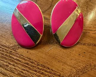 Vintage Enamel and Gold-Tone Clip-On Earrings