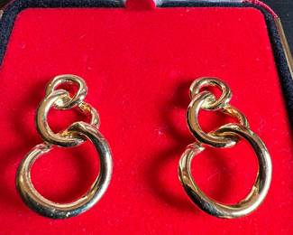 Gold-Tone Triple Interlocking Hoop Earrings