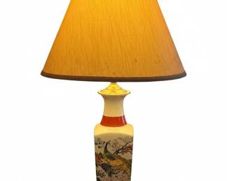 Satsuma-Style Peacock Table Lamp