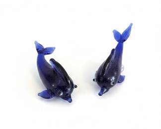 Miniature Glass Dolphin Figurines