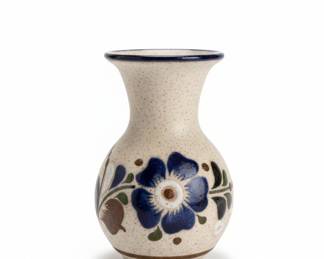Vintage Tonala Mexican Folk Art Pottery Bud Vase