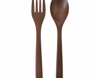 Mid-Century Modern Wooden Salad Servers