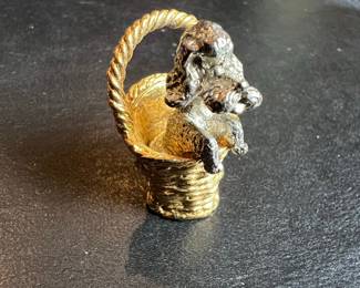 Vintage Joan Rivers Poodle in a Basket Figurine