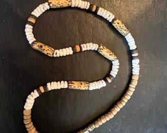 Vintage Heishe and Spotted Bone Bead Necklace