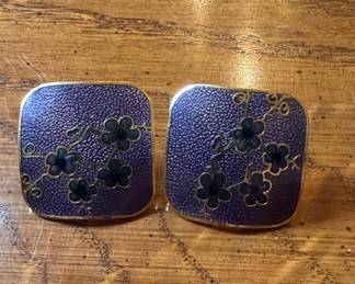 Vintage Nuri Enamel Square Stud Earrings