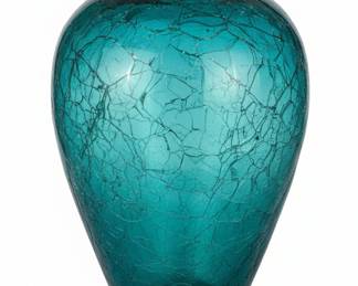 Gorgeous Designs Teal Crackle Glass Vase