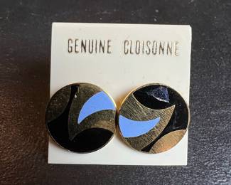 Vintage Cloisonné Stud Earrings