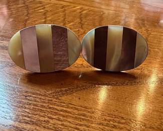 Vintage Mother-of-Pearl and Abalone Inlay Cufflinks