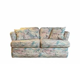 Vintage Rattan and Wicker Upholstered Loveseat