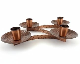 Mid-Century Modern Hammered Copper Four-Light Candelabra