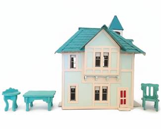 Handcrafted Wooden Village Hall & Fire Department Miniature
