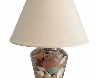 Coastal Seashell Filled Glass Table Lamp (Set of 2)