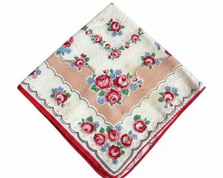 Vintage Floral Print Cotton Handkerchief