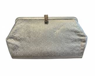 Vintage Silver Metallic Evening Clutch