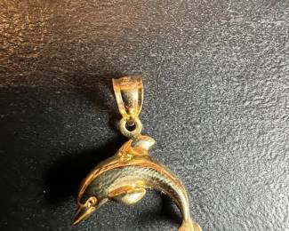 14K Gold Dolphin Pendant
