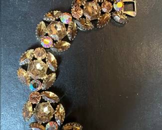 Vintage Juliana Style Brown and Aurora Borealis Rhinestone Bracelet