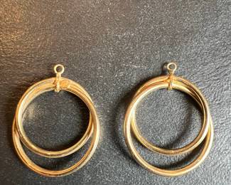 14k Gold Double Hoop Earring Charms