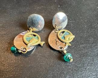 Dolphin Motif Drop Earrings