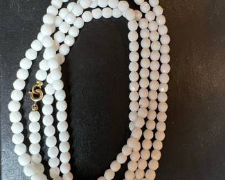 Custom Faceted White Bead Necklace
