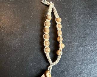 Handmade Wooden Bead and Fiber Tassel Ornament