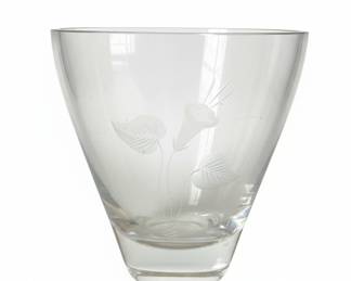 Vintage Mikasa Calla Lily Etched Crystal Vase