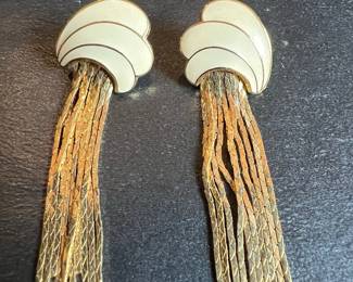 Vintage Art Deco Style Enamel Tassel Earrings