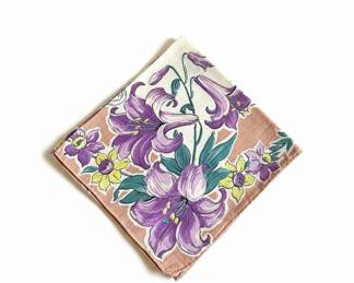 Vintage Floral Print Cotton Handkerchief
