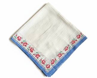 Vintage Floral Print Cotton Handkerchief