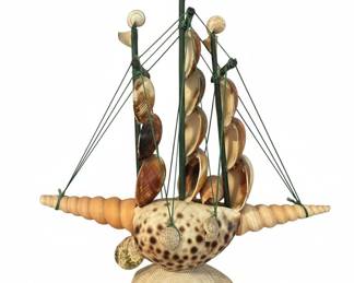 Vintage Seashell Ship Figurine