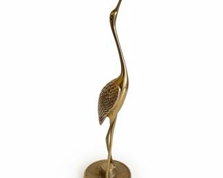 Vintage Brass Crane Figurine