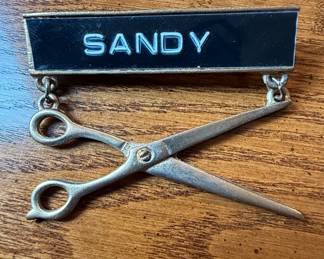 Vintage Hairdresser Name Badge Brooch