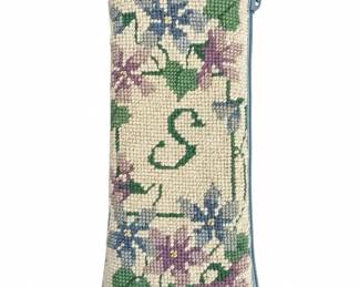 Vintage Needlepoint Eyeglass Case with Monogram