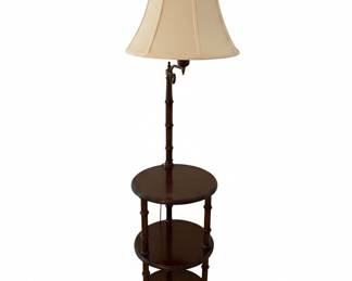 Vintage Three-Tiered Floor Lamp with Integrated Side Table