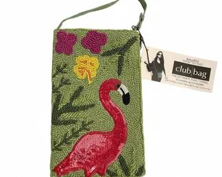 Bamboo Club Bag Flamingo Beaded Handbag