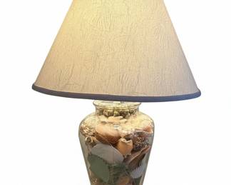 Coastal Seashell Filled Glass Table Lamp (Set of 2)