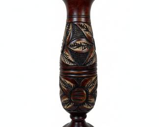 Hand-Carved Decorative Wooden Vase