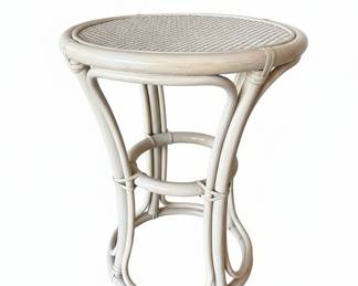 Vintage Rattan and Wicker Accent Stool or Side Table